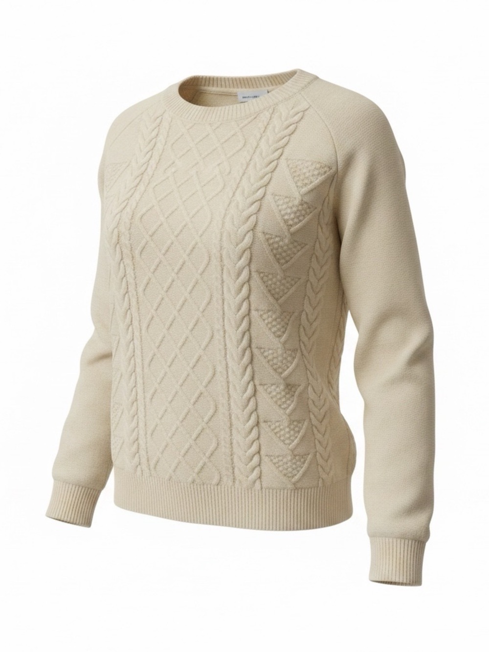 Vanars Cream Cable-Knit Crewneck Sweater XL
